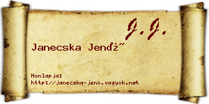 Janecska Jenő névjegykártya